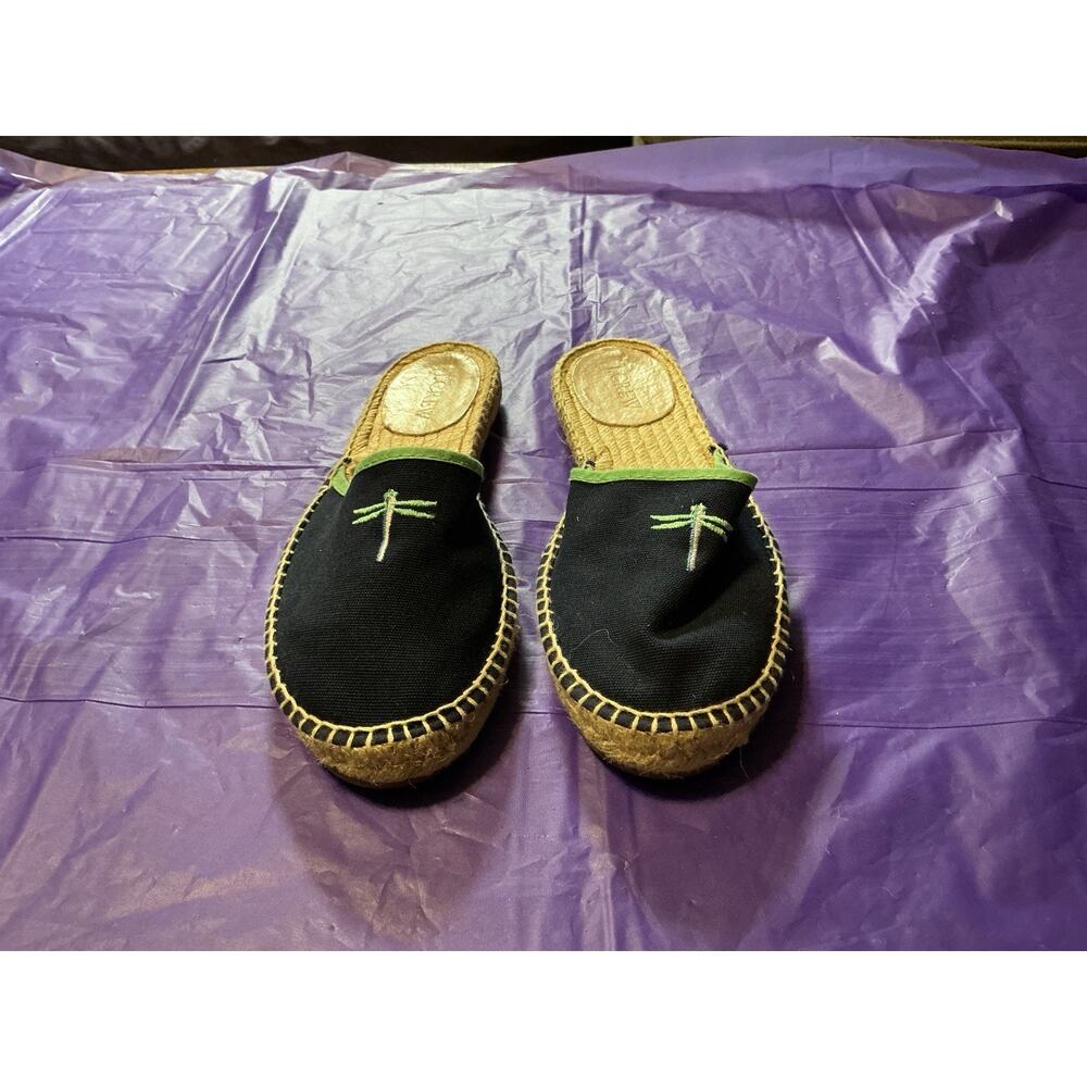 J.Crew Espadrille Women Slides Navy Dragonfly Sandal/Mule Slip On Shoes Sz 7